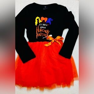It’s Just A Bunch Of Hocus Pocus Girls Size 5 Dress with fanciful orange tulle
